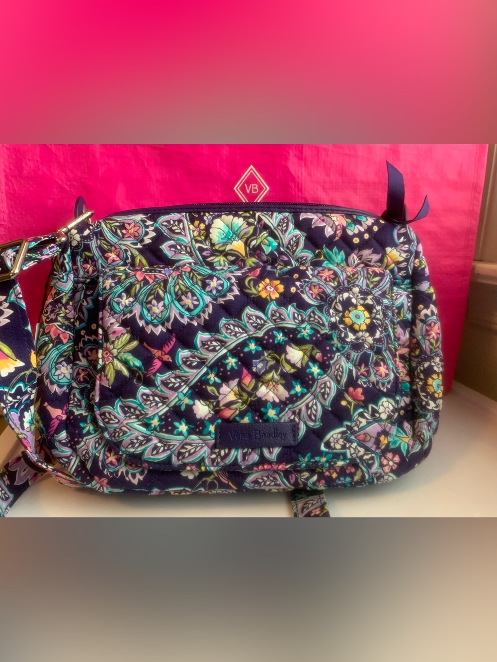 Vera Bradley Mini Carson Shoulder Crossbody French Paisley actual NWT Purple